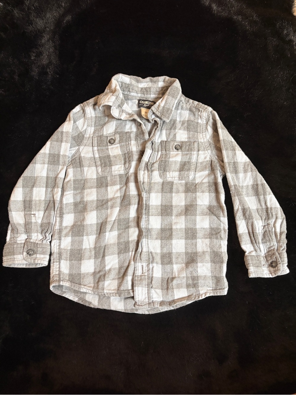 OshKosh B'gosh Gray & White Plaid Button-Down Shirt